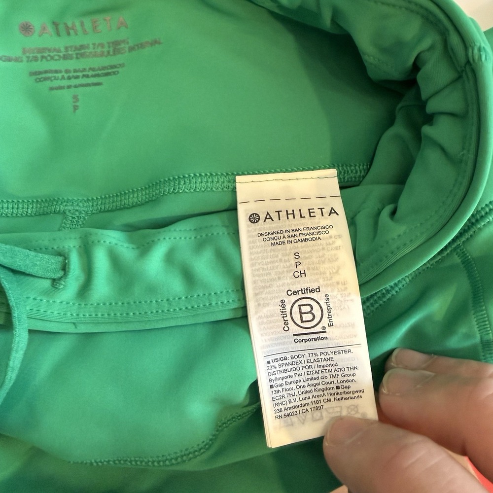 Athleta Interval Stash 7/8 Tight Legging Women's Gym Green, Size Small P - Picture 4 of 7